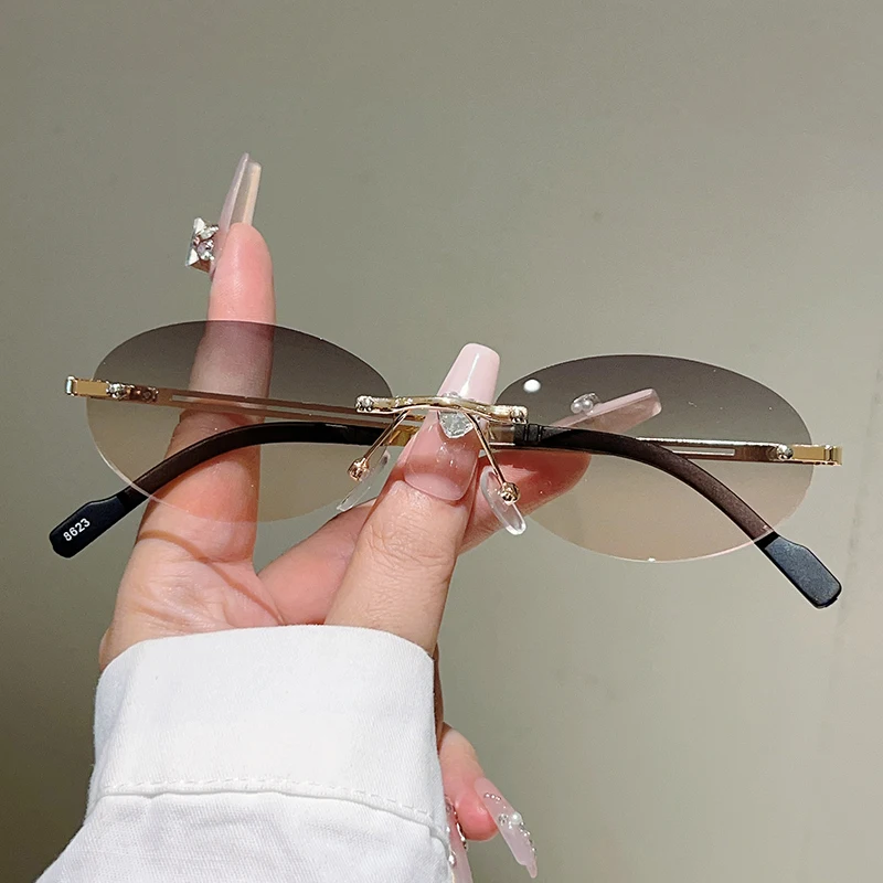 Vintage Outdoor Fashion - Gafas de sol ovaladas sin montura