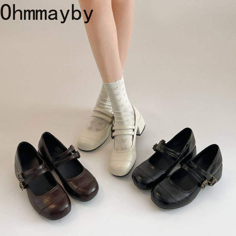 Vintage Outdoor Fashion - Zapatos Vintage de tacón grueso para