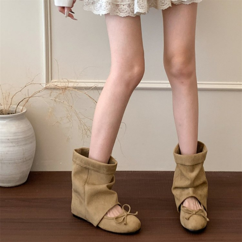 Vintage Fashion Dresses - Botas de media caña con lazo
